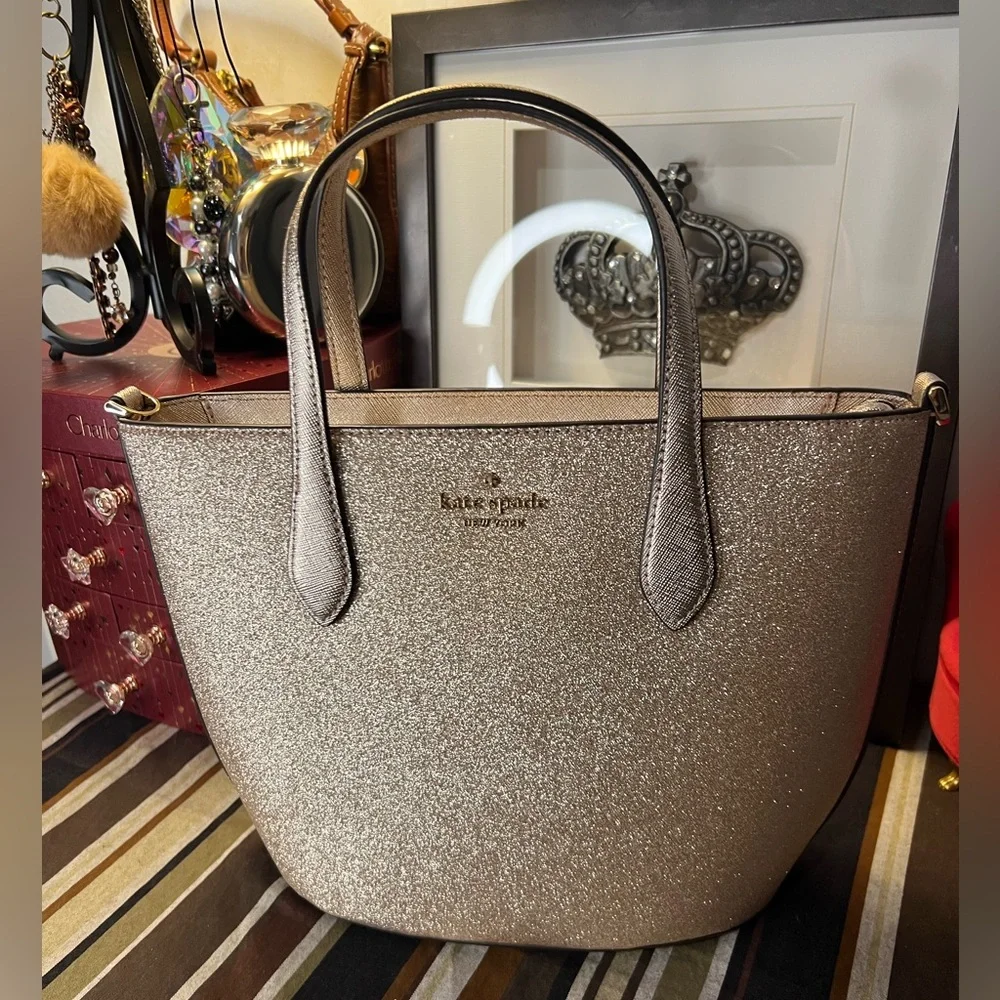 Kate Spade Glitter Tote Bag - Rose Gold